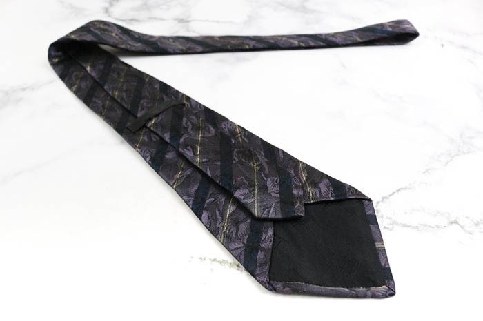  Dunhill silk stripe pattern floral print panel pattern gradation Italy brand necktie men's gray 