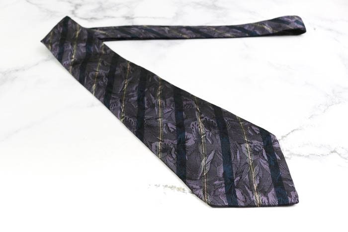  Dunhill silk stripe pattern floral print panel pattern gradation Italy brand necktie men's gray 