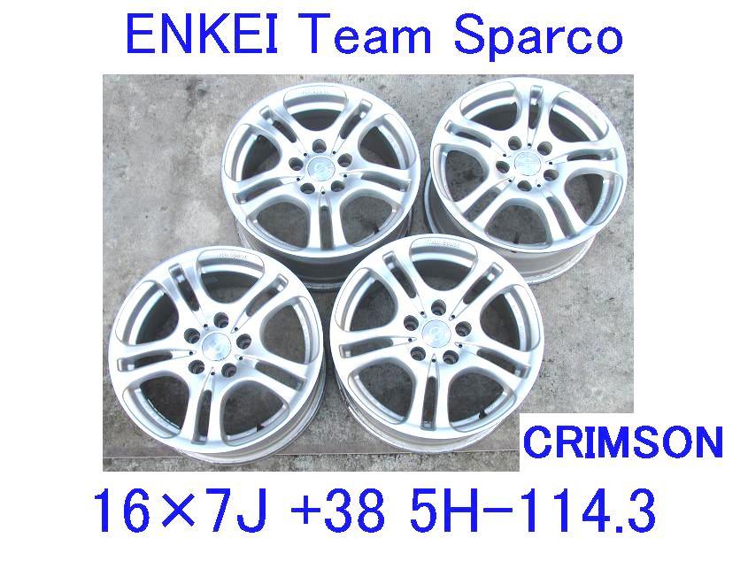 ■CRIMSON Team Sparco■16×7J +38/5H/PCD114.3/4本セット■エンケイ製チームスパルコ/クリムソン/ENKEI■日本製■ハブ径73mm■アルミ■