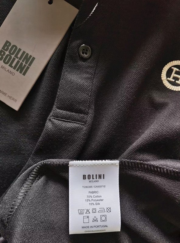 最高級※定価6万◆イタリア・ミラノ発*BOLINI*高級セレブdesigner*豪華シルク/コットン混・長袖ポロシャツ・イタリア48/L・クロ_画像5