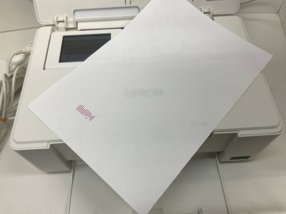 (管23285)【インクジェットプリンター】EPSON PF-70 カラリオ Wi-Fi A5 難有 修理・部品取り ジャンク品_テスト印刷(赤のみ出てます)