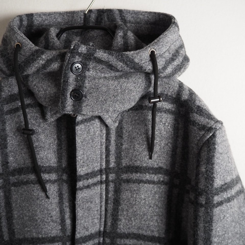 x5567P VMARNI Marni V with a hood . melt n wool Zip jacket gray check 44 / men's coat blouson autumn winter rb mks