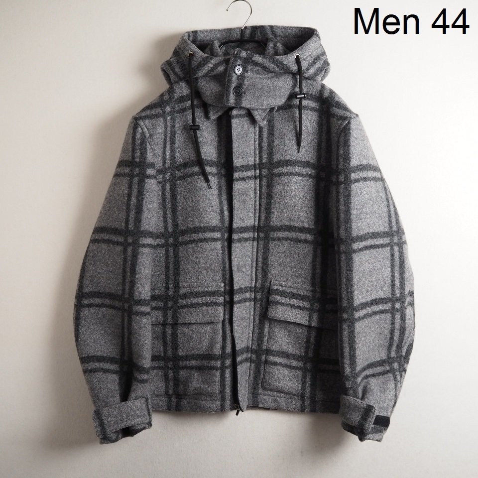 x5567P VMARNI Marni V with a hood . melt n wool Zip jacket gray check 44 / men's coat blouson autumn winter rb mks