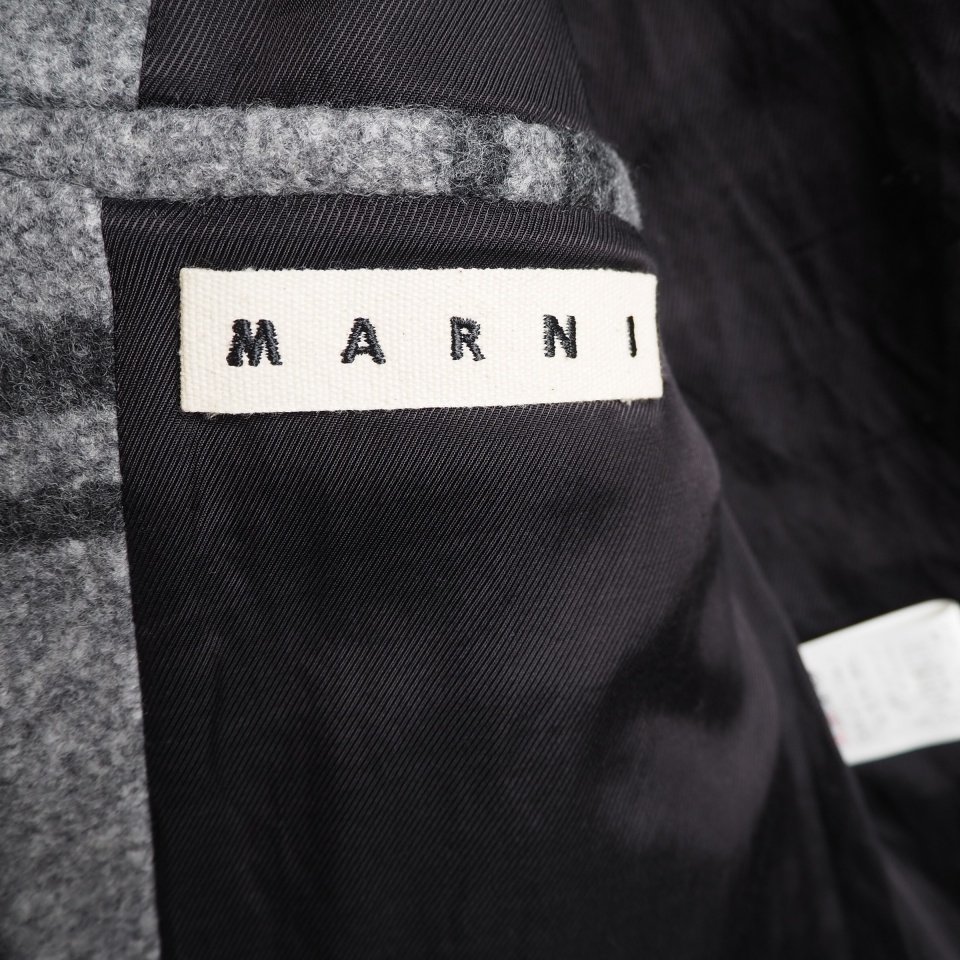 x5567P VMARNI Marni V with a hood . melt n wool Zip jacket gray check 44 / men's coat blouson autumn winter rb mks