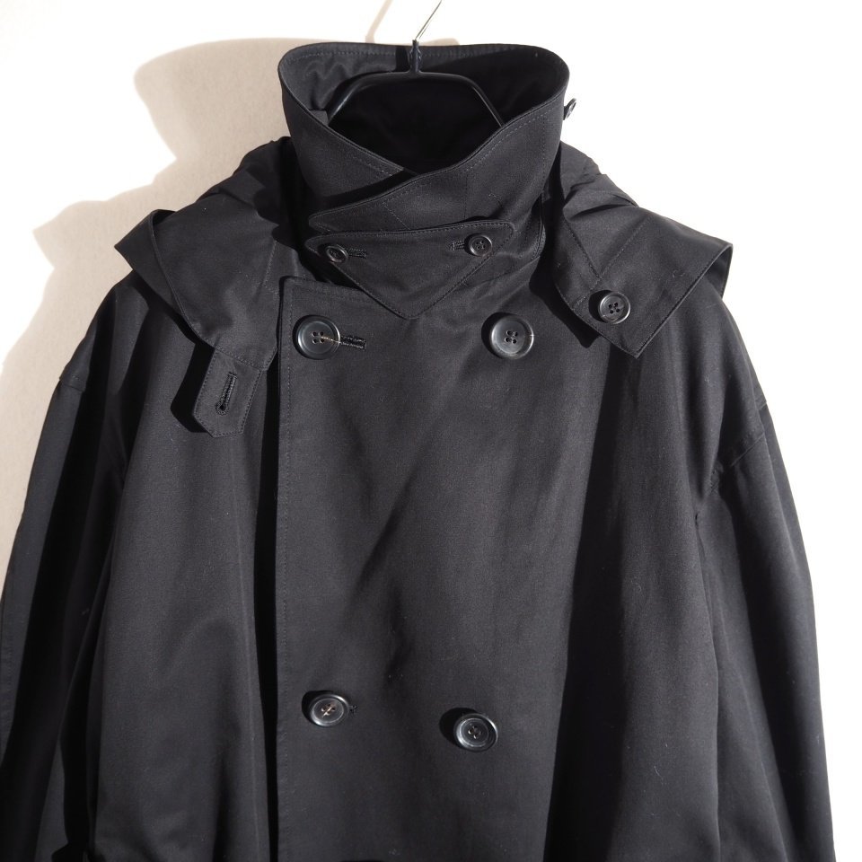 H7963P ▼Yohji Yamamoto ヨウジヤマモト ファム▼ 17AW フード ライナー付き オーバーサイズ トレンチコート ブラック 2 黒 秋～春 rb mks_画像4