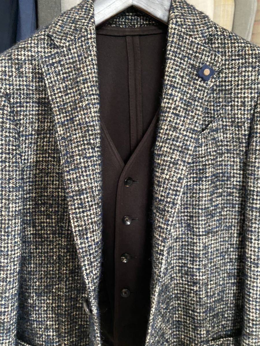 秋冬 極美品★LARDINI ラルディーニ 豪華カシミヤ100%共地ジレ 46 ブラウン★Belvest Sartorio TAGLIATORE BOGLIOLI CRUCIANI好きに44 48_画像7