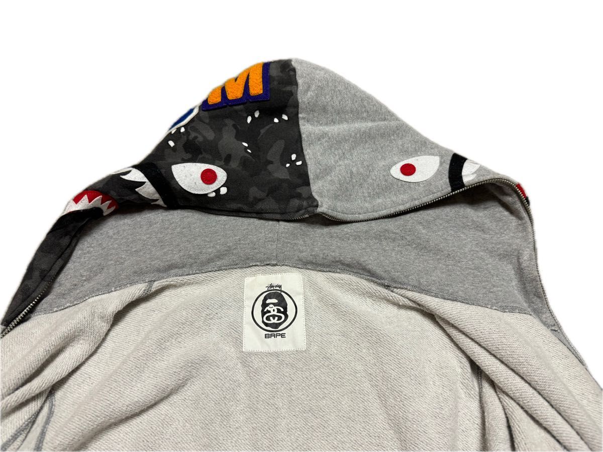 A BATHING APE x STUSSY 20周年 シャークコラボパーカー サイズL A BATHING APE x STUSSY 20周年 シャークコラボパーカー サイズL
