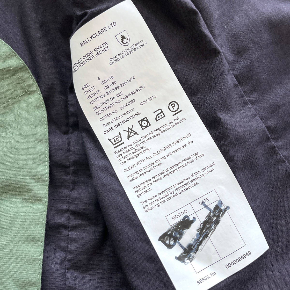 【美品】RAF イギリス軍 MK4 Cold Weather Jacket MK3 GORE-TEX ゴアテックス MADE IN UK 2013年 Size8_画像3