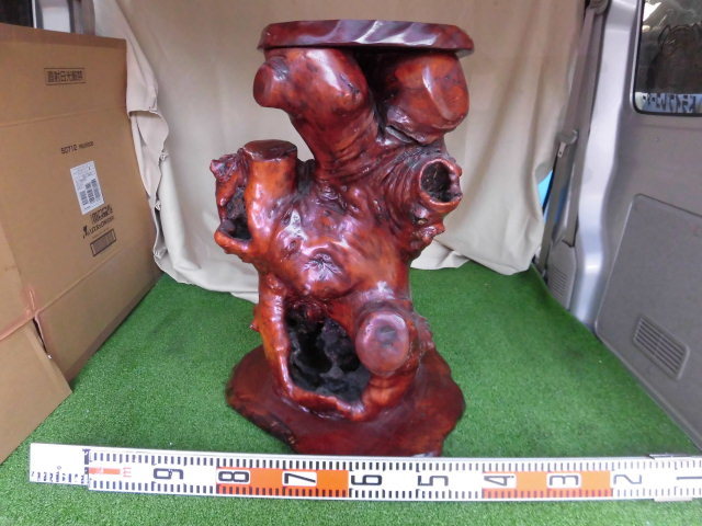 早割クーポン! 天然木35kgぐらい 花台 奥行45×横60×高さ66㎝と55cmインテリヤ 木工、竹工芸