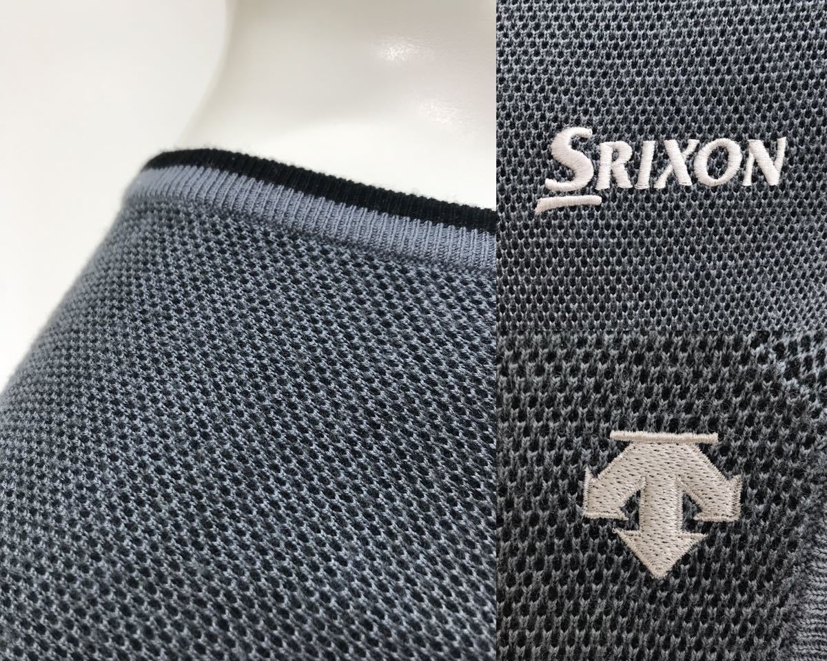 【USED】SRIXON スリクソン アクリル ニット ベスト ロゴ刺繍 グレー系 メンズ LL ゴルフウェア_画像7