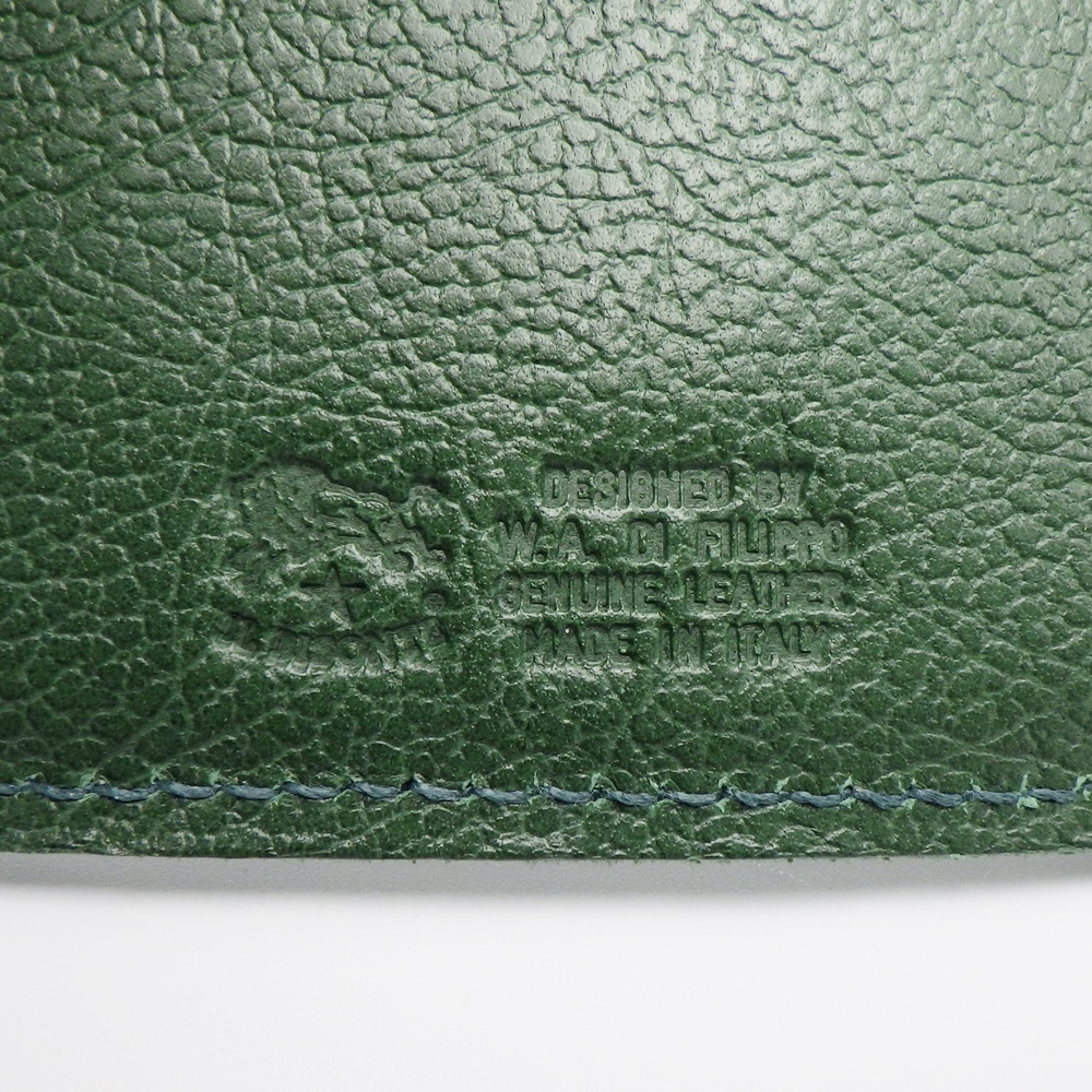 C23-593 IL BISONTE Il Bisonte toliforudo wallet three folding purse compact green green cow leather leather men's lady's secondhand goods 