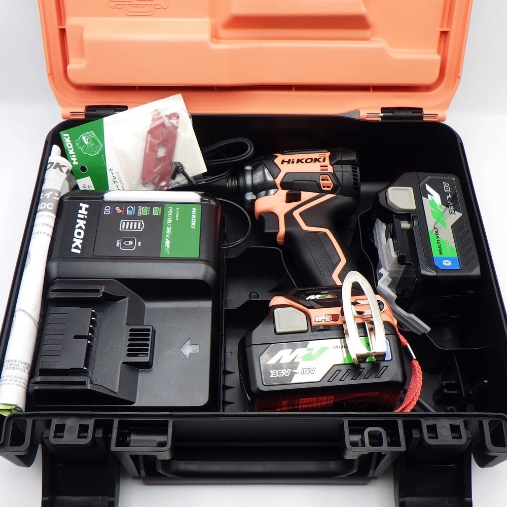 C24-107 HiKOKI ハイコーキ WH36DC(2XPS) コードレスインパクトレンチ 36V/18V 限定カラー バッテリー×2/充電器/ケース付き 動作確認済み