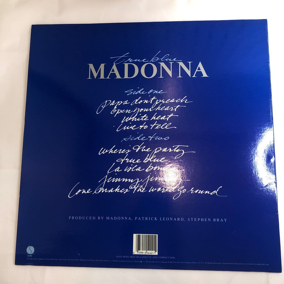 LP レコード ◆US 輸入盤 マドンナ/トゥルー・ブルー　Madonna/True Blue/1986　 カバーあり【中古品】_画像2