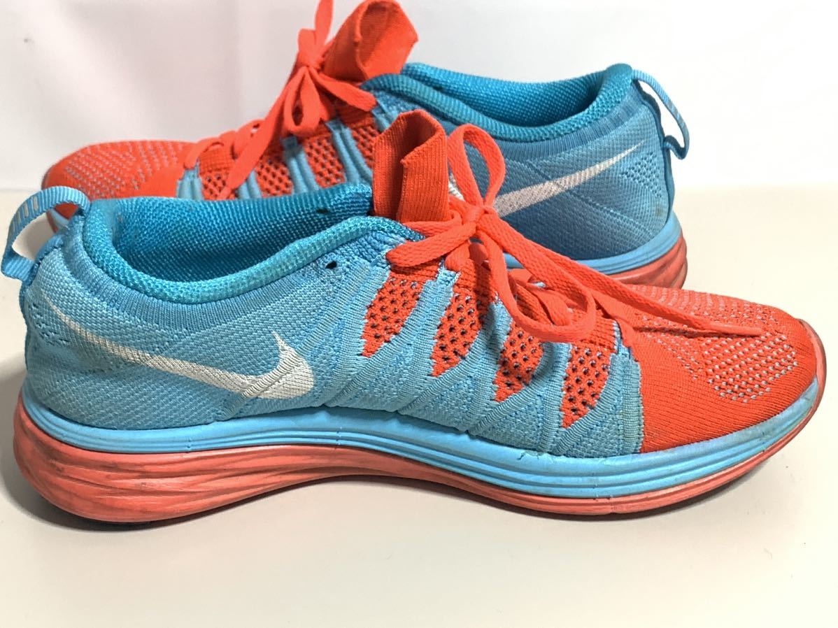 ナイキ ローカットスニーカー Flyknit Lunar 2 620658-600 24㎝ ランニングシューズ ブルー×レッド系 _画像4