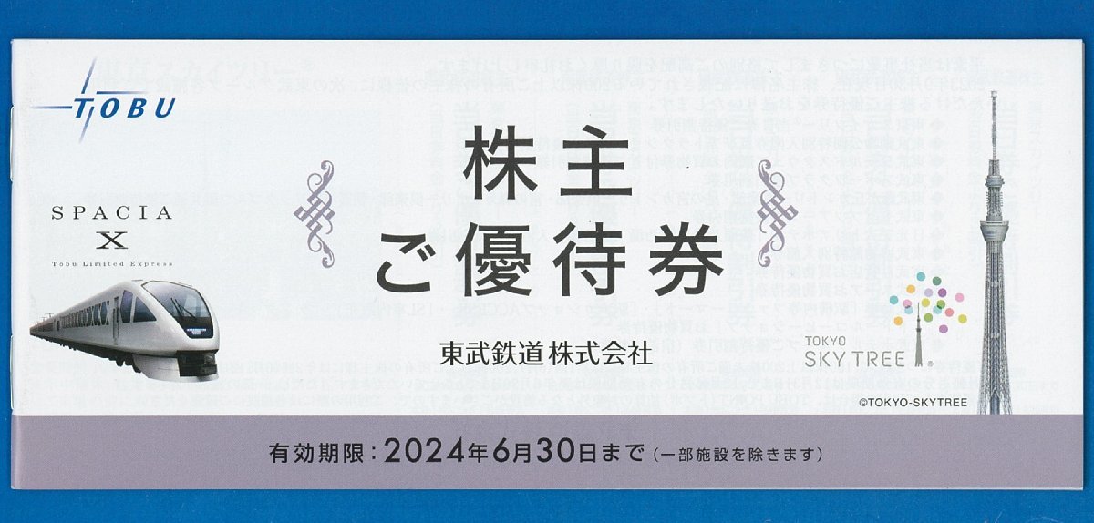 ☆Ｃ　東武鉄道　株主ご優待券　冊子2冊セット　2024.6.30迄　普通郵便無料　_１冊の画像です