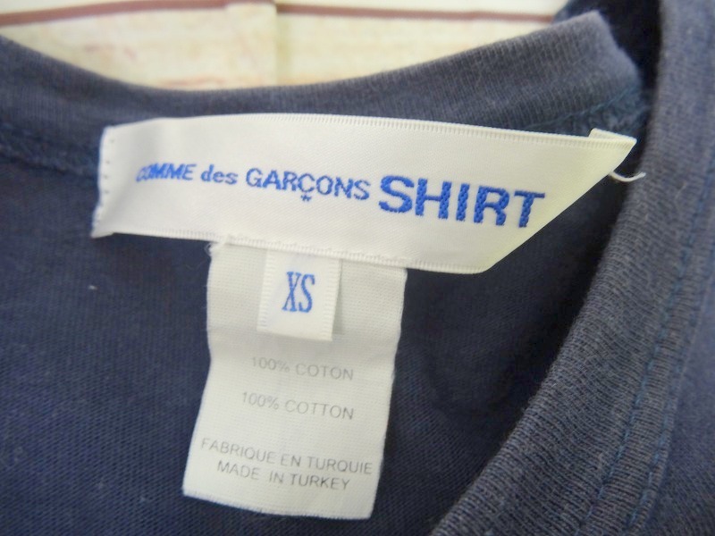 COMME des GARCONS SHIRT コムデギャルソン シャツ 半袖Tシャツ ネイビー 綿100% カットソー XS W24123_画像5