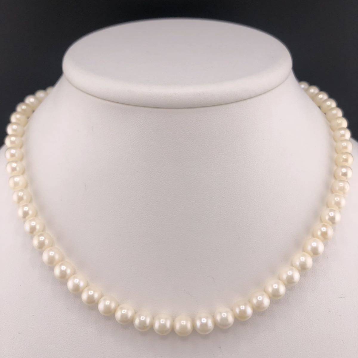 E12-5200 アコヤパールネックレス 6.5mm~7.0mm 41cm 30g ( アコヤ真珠 Pearl necklace SILVER )_画像1