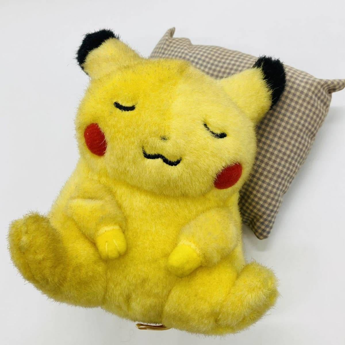 TOMY ピカチュウ レトロ 初期 ポケモン ぬいぐるみ 希少 おやすみ すやすや お昼寝 眠り pokemon Pikachuの画像1