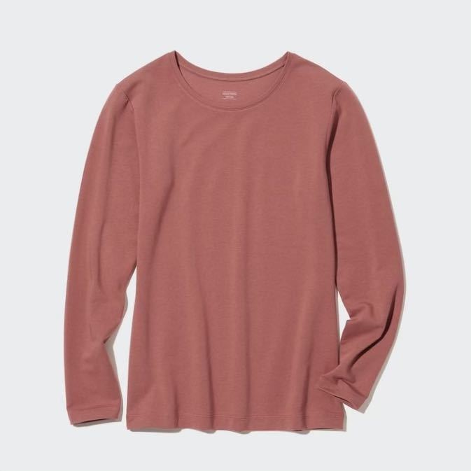 新品 UNIQLO ヒートテックコットンクルーネックT（極暖・長袖） ピンク M