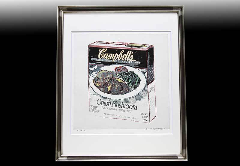 アンディ・ウォーホル 証明書 シルク 直筆サイン「Campbell's Onion Mushroom Soup Box　44/250」_画像1