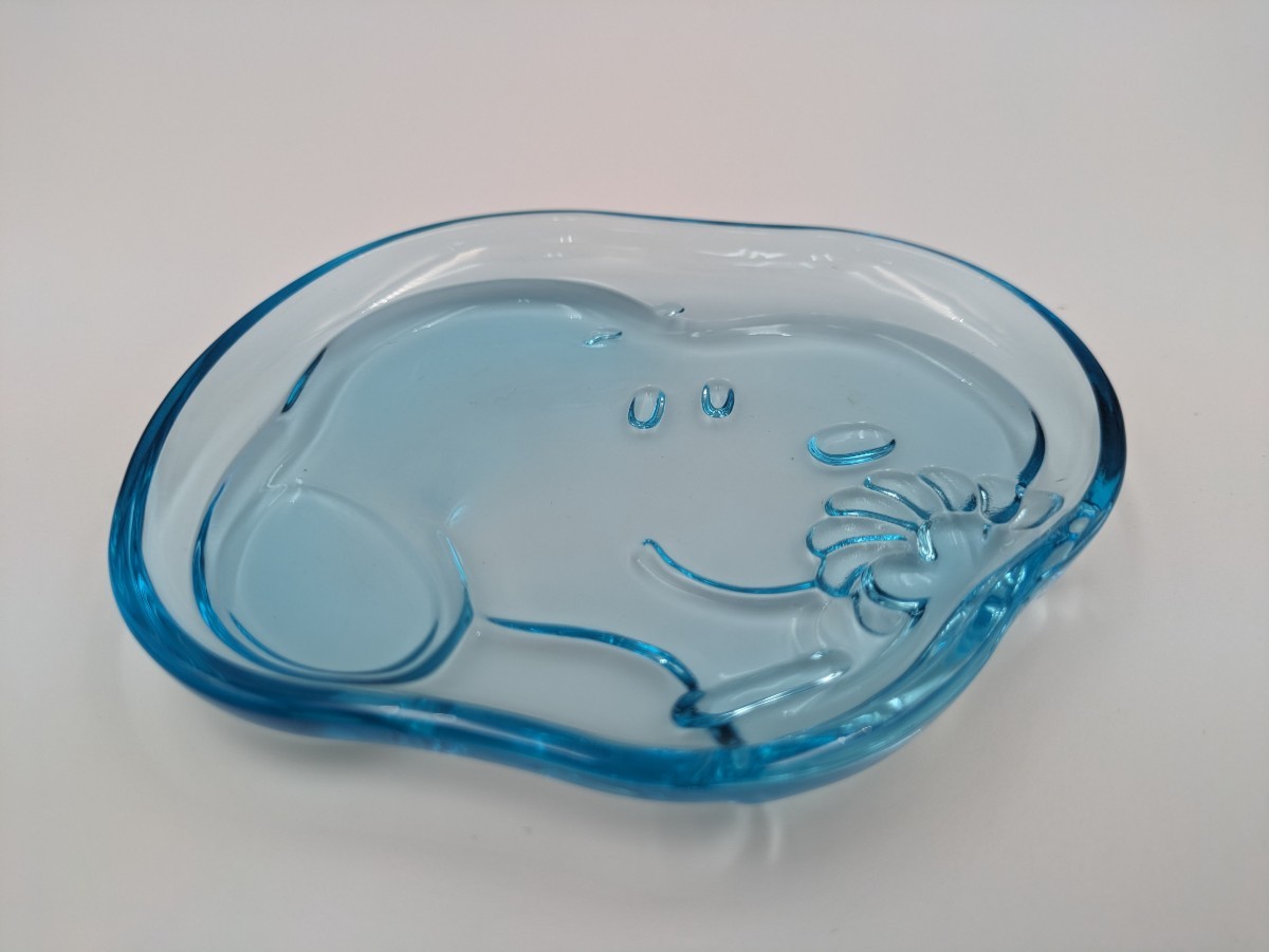 スヌーピー　ガラスプレート　皿　小物入れ　水色_画像2