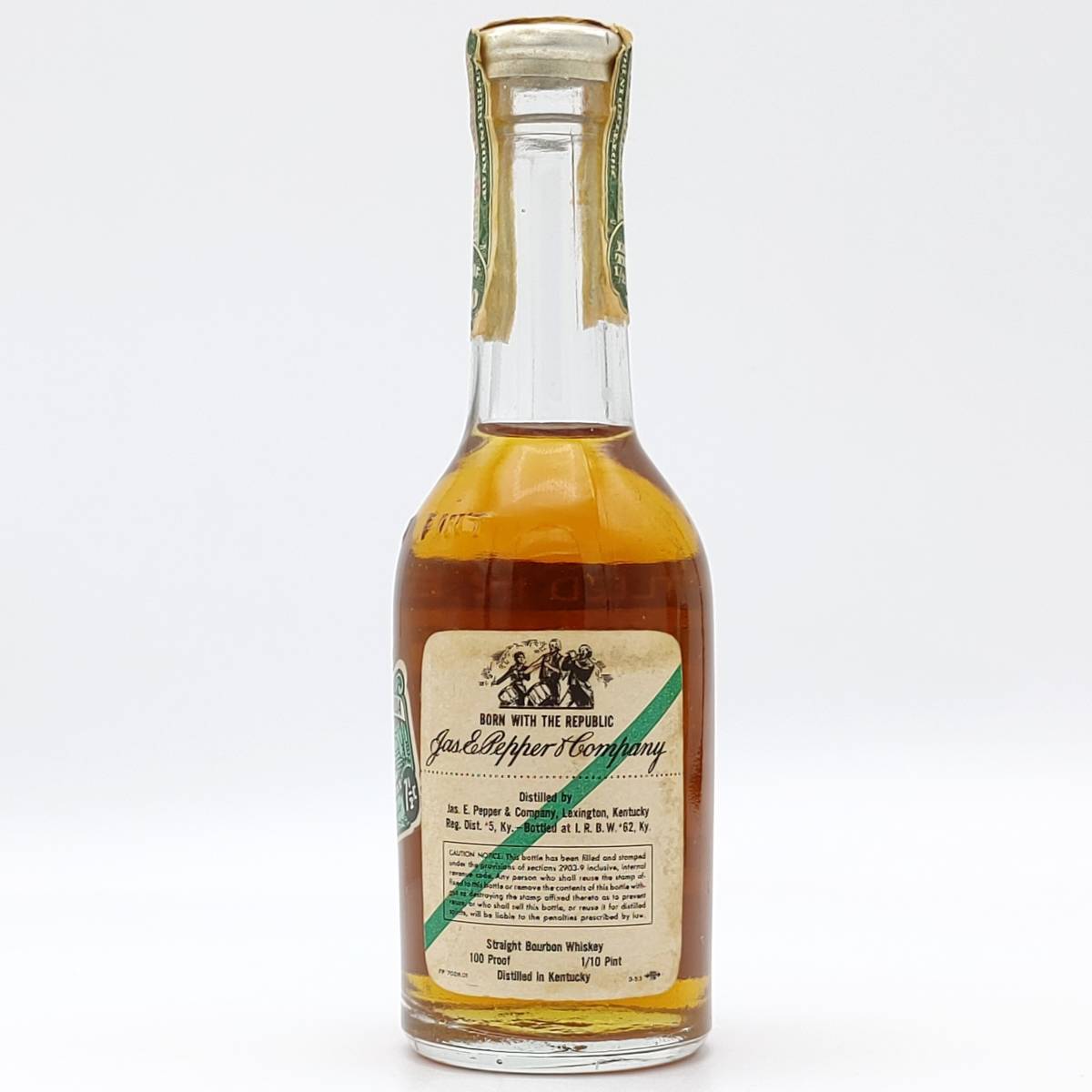 【全国送料無料】JAMES E.PEPPER 100proof Born with the Republic Kentucky STRAIGHT BOURBON Whiskey BOTTLED IN BOND　50度　1/10PINT_画像3