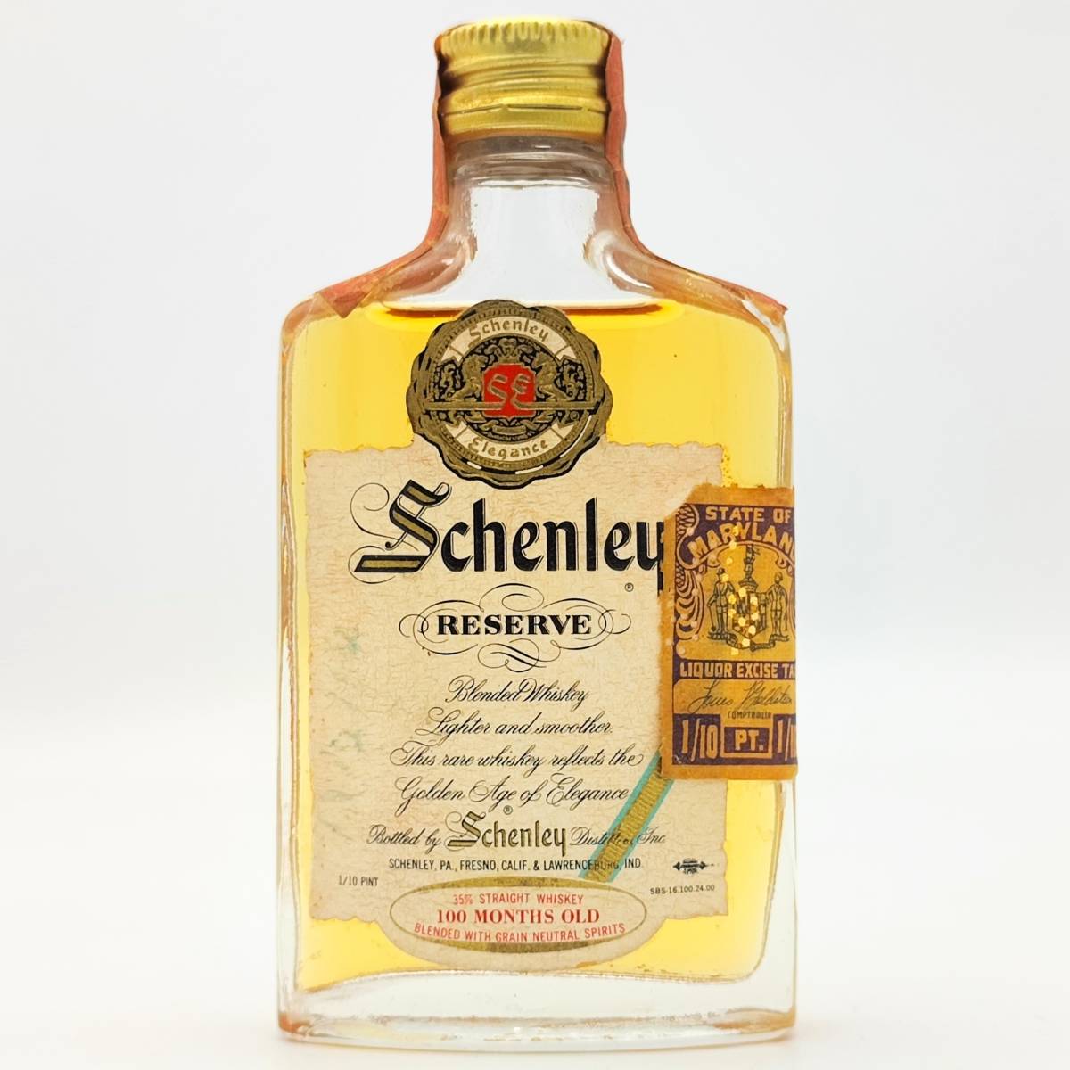 【全国送料無料】Schenley RESERVE the House of Aged Whiskies　43度　1/10PINT＝約48ml【100MONTHS OLD 35％ STRAIGHT WHISKEY】