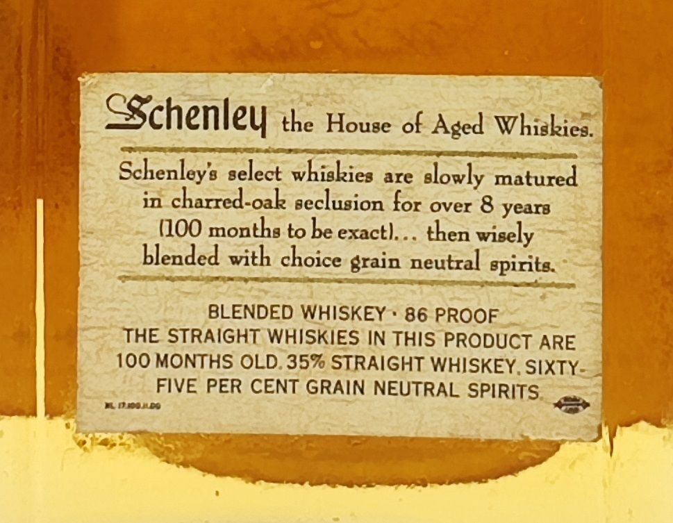 【全国送料無料】Schenley RESERVE the House of Aged Whiskies　43度　1/10PINT＝約48ml【100MONTHS OLD 35％ STRAIGHT WHISKEY】