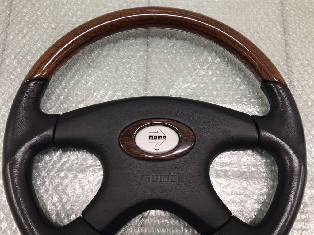 美品 MOMO リーガル レザー マホガニーウッド ステアリング 美品 MOMO リーガル レザー マホガニーウッド ステアリング
