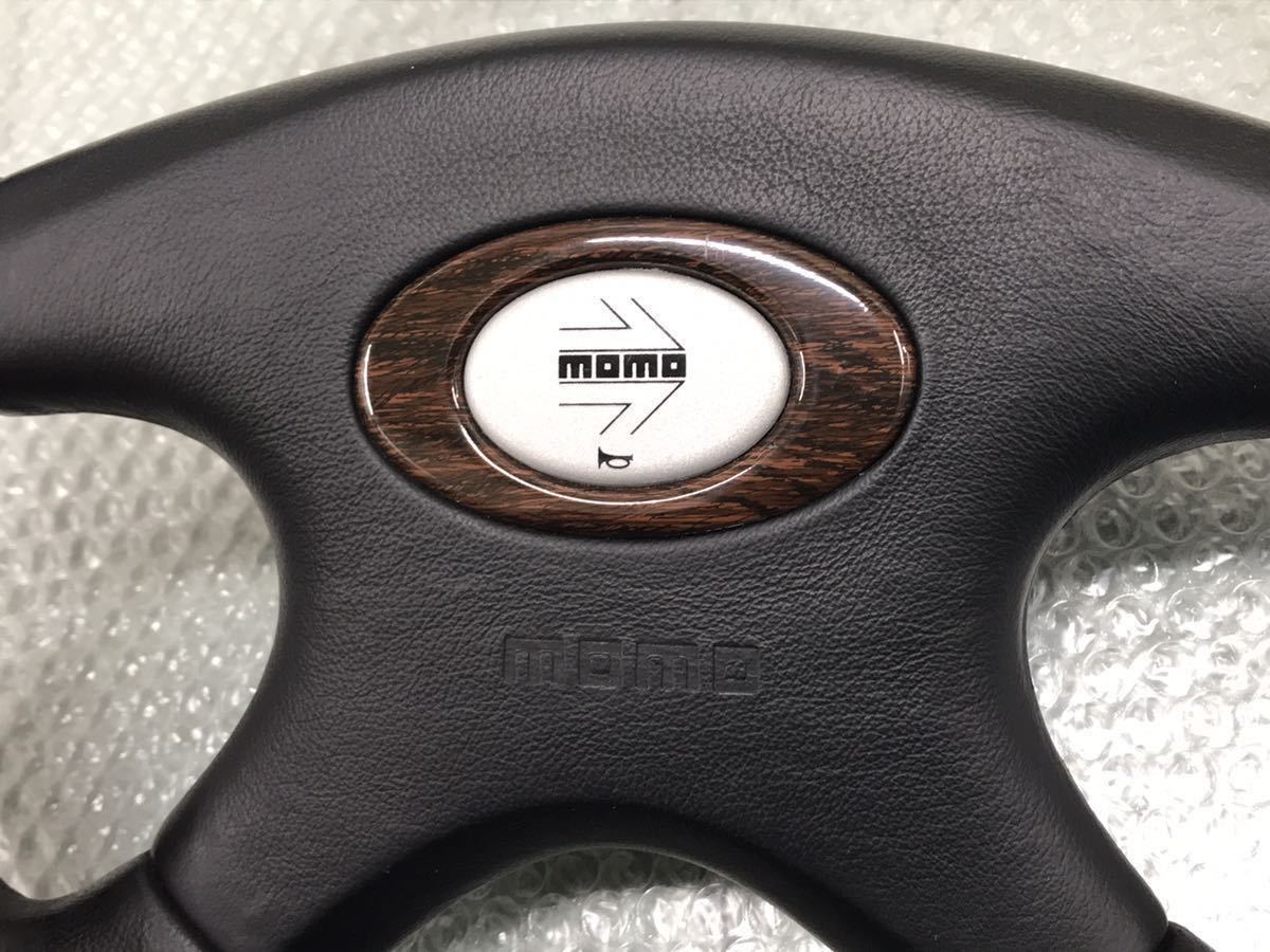 美品 MOMO リーガル レザー マホガニーウッド ステアリング 美品 MOMO リーガル レザー マホガニーウッド ステアリング