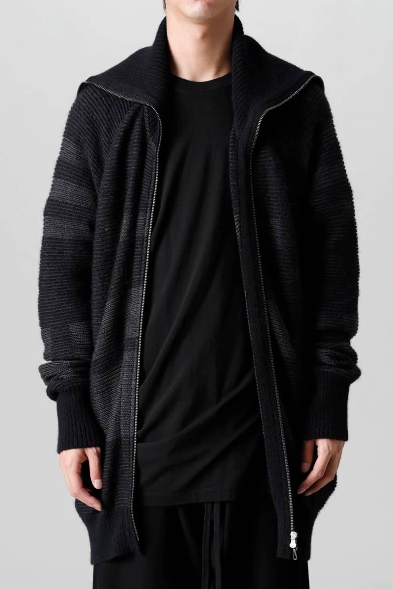 美品 21AW定価63800円 JULIUS ユリウス 希少 ハイネック ニット ブルゾン ブラック 3 / 黒 L rickowens drkshdw Yohji Yamamoto Y-3 GUIDI_画像4