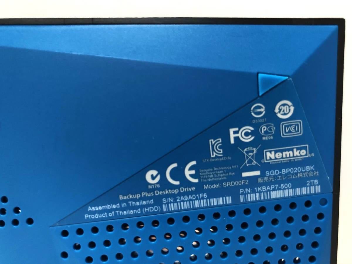 a)美品 【大容量2.0TB】SEAGATE BackupPlus3.5inch USB3.0 外付けハードディスク SGD-BP020UBK 動作一部確認済み_画像3