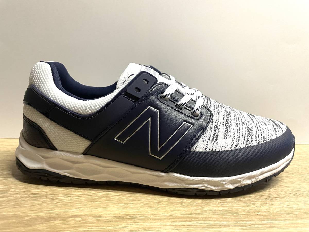 未使用 24.5cm D ニューバランス ゴルフシューズ WG4100GN ホワイト/ネイビー new balance