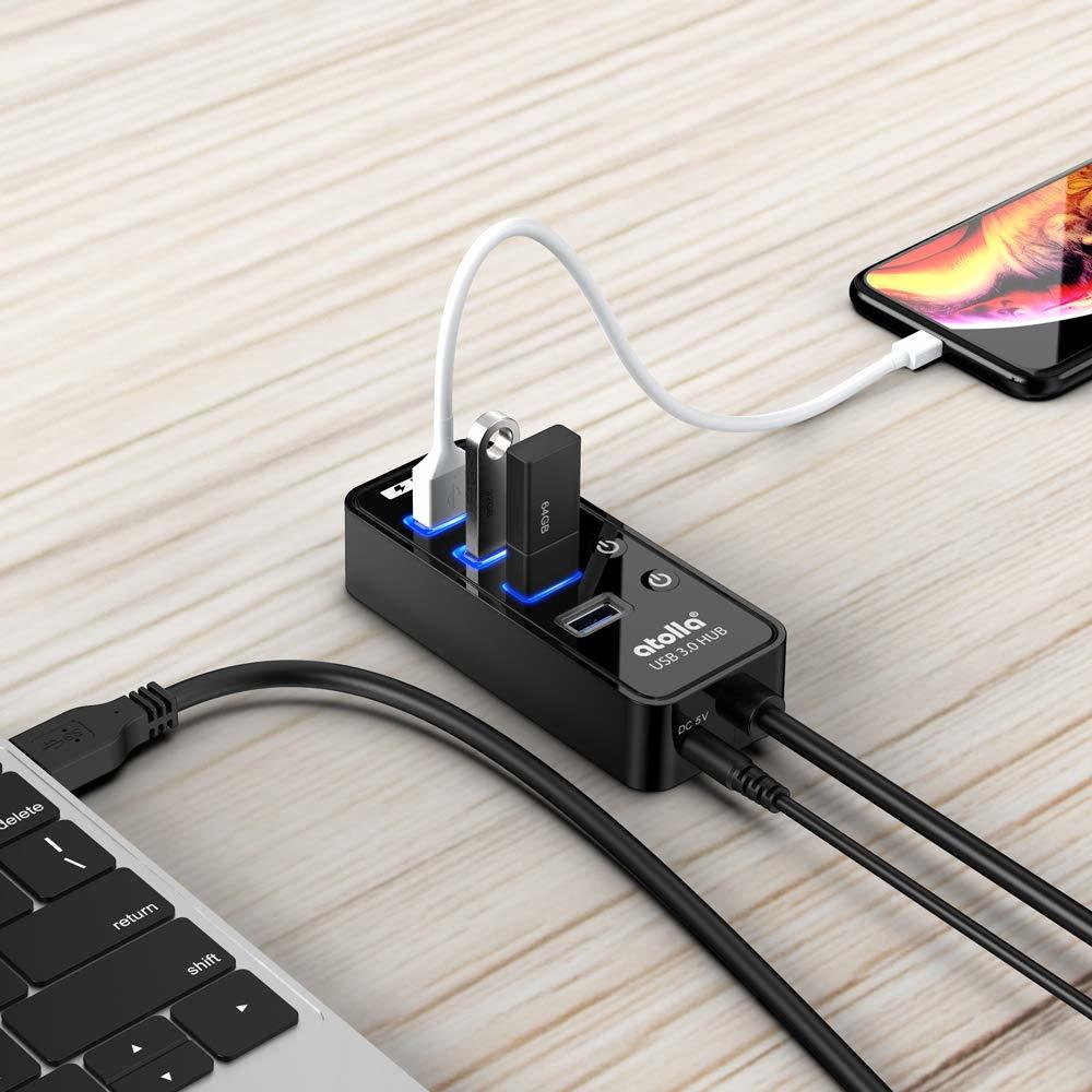  free shipping *atolla USB3.0 hub 4 port 5Gbps high speed data transfer charge port independent switch attaching bus power 