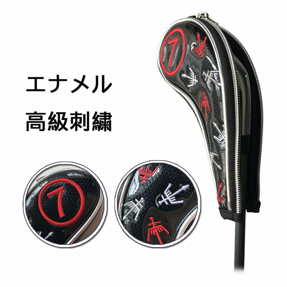  free shipping *Sunbro Golf left profit ./ right profit . iron cover Golf enamel Poseidon. Trident 9 pieces set ( black red )