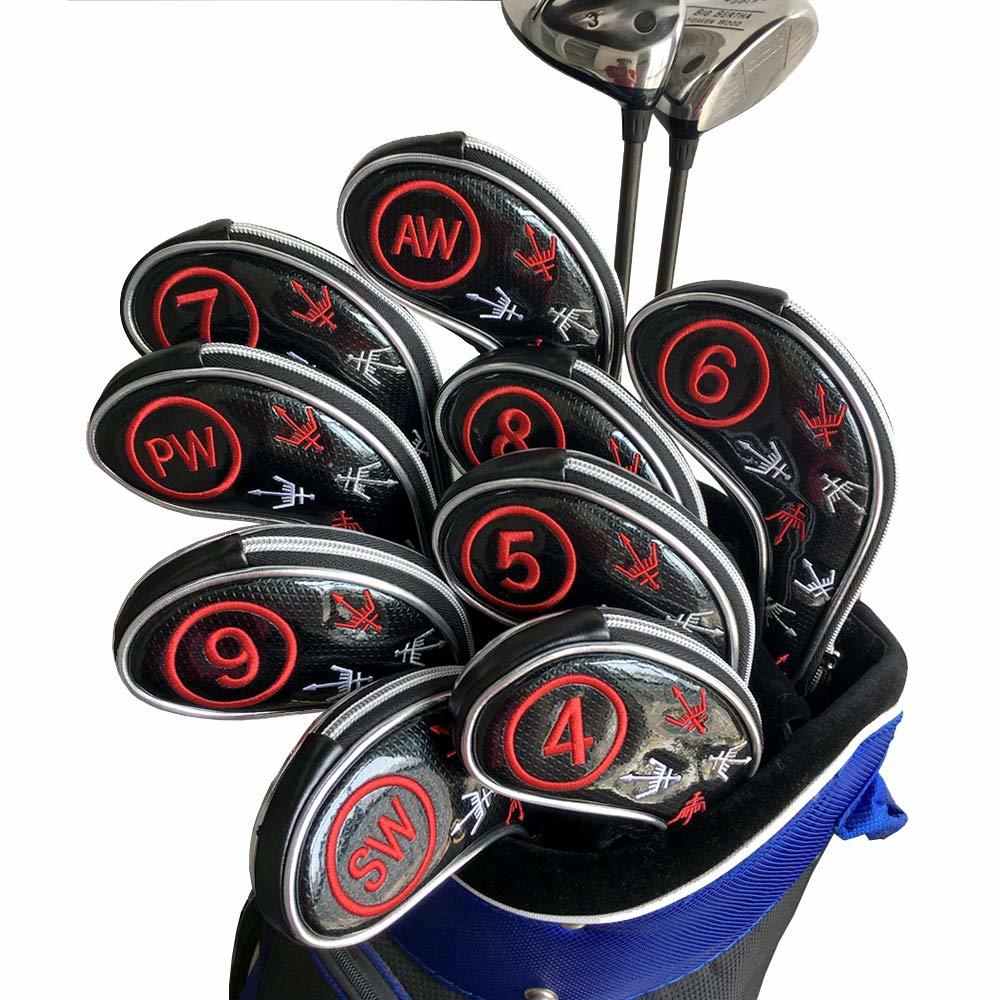  free shipping *Sunbro Golf left profit ./ right profit . iron cover Golf enamel Poseidon. Trident 9 pieces set ( black red )