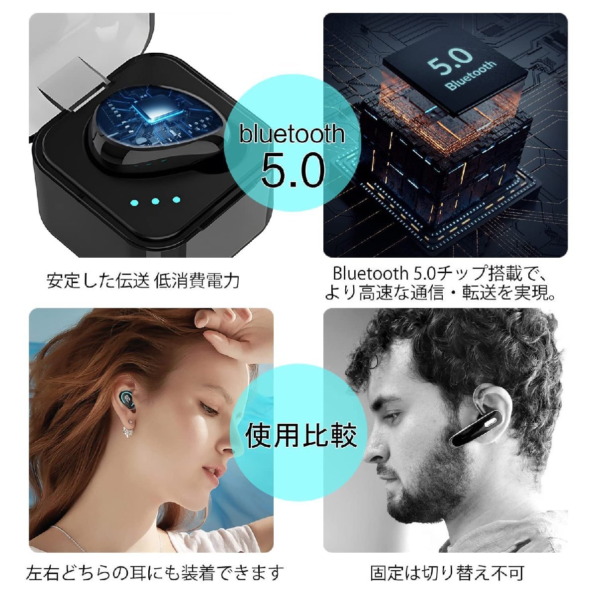 送料無料★Bluetooth ヘッドセット 片耳 ワイヤレス イヤホン ハンズフリー通話 超軽量 充電ケース付 (ブラック)の画像6