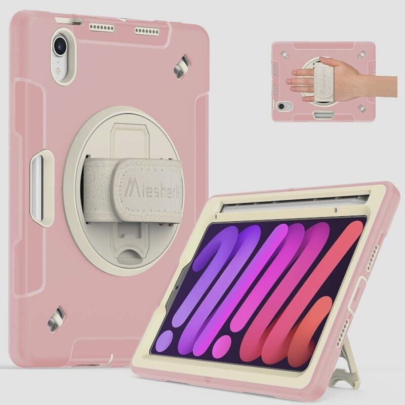 送料無料★Miesherk iPad mini6 ケース第6世代 ショルダー/ハンドストラップ 子供 全面保護 (ピンク)_画像1
