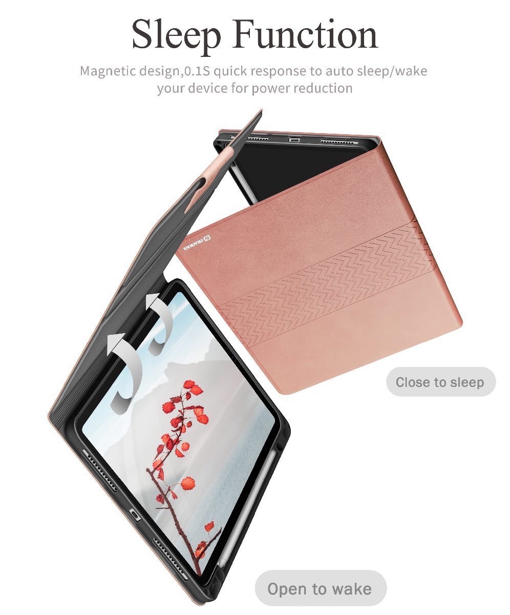 送料無料★iPad Pro 12.9インチケース ペン収納 手帳型 耐衝撃 オートスリープ＆スタンド機能 全面保護 (ピンク)_画像7
