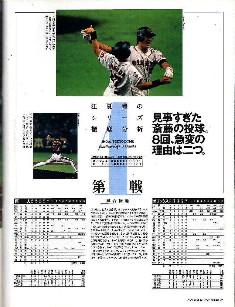 雑誌Sports Graphic Number 405(1996.11/21)★BASEBALL FINAL/イチローの日本シリーズ日記/江夏豊/長島茂雄/松井秀喜/ヤンキース/野茂英雄_画像6