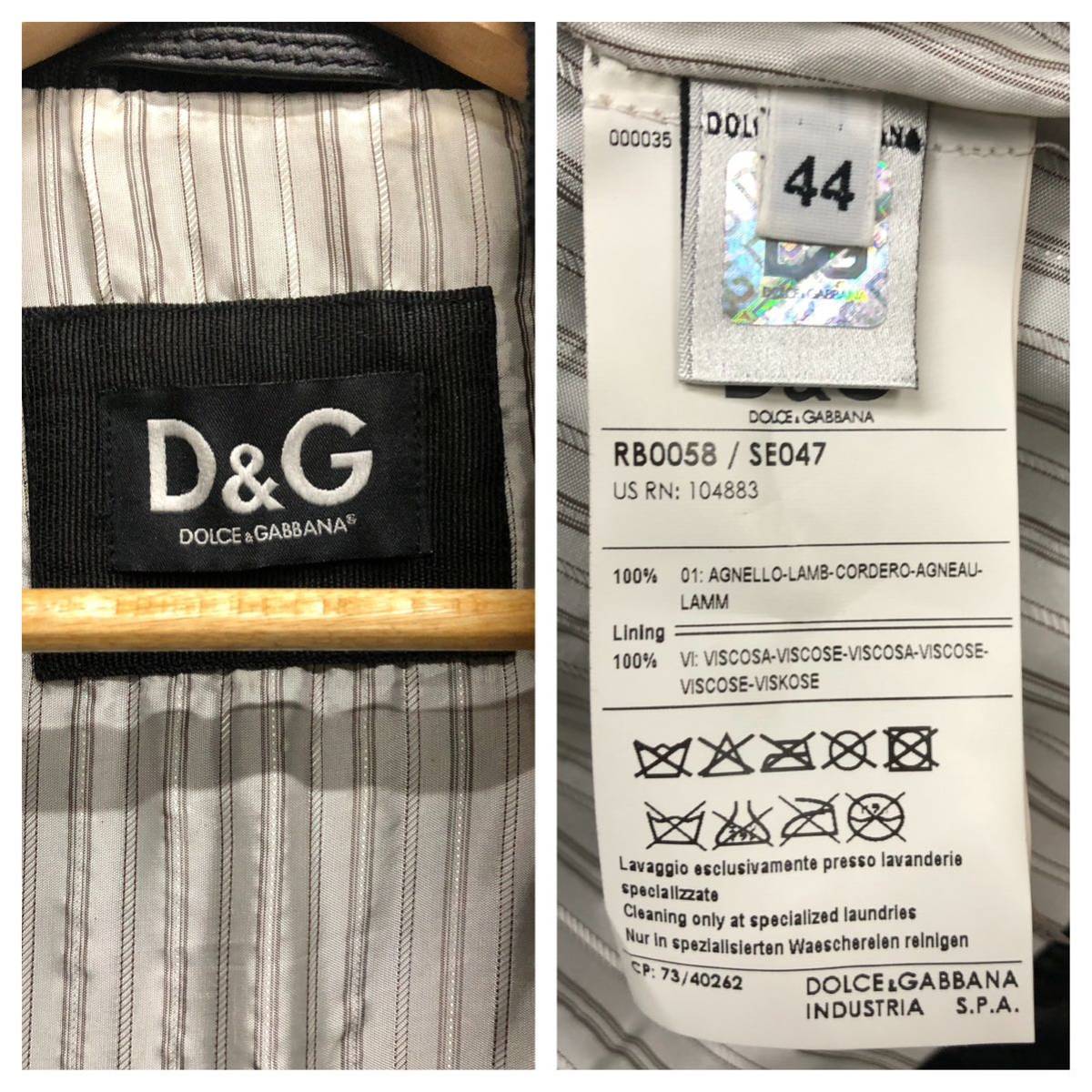 【D&G】ディーアンドジー★レザージャケット ブルゾン 羊革 size44 RB0058 DOLCE&GABBANA ドルチェアンドガッバーナ ドルガバ ブラック01の画像9