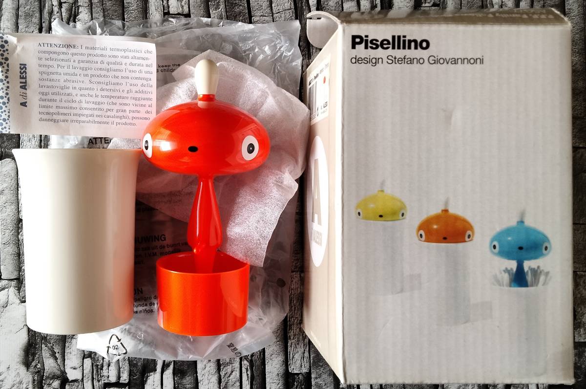 アレッシィ　ピゼッリーノ / ALESSI Pisellino　オレンジ/arancio　綿棒入れ　ASG77_画像1