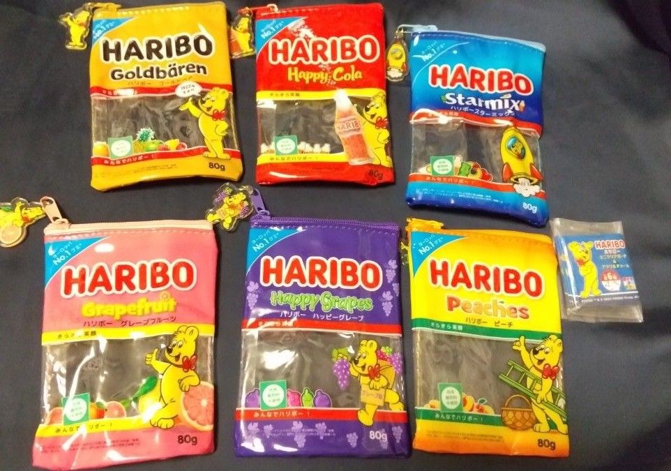 HARIBO ミニクリアポーチ&アクリルチャーム 全6種類セット ガチャガチャ /ハリボー/ ハッピーコーラ  ハリボーグミ