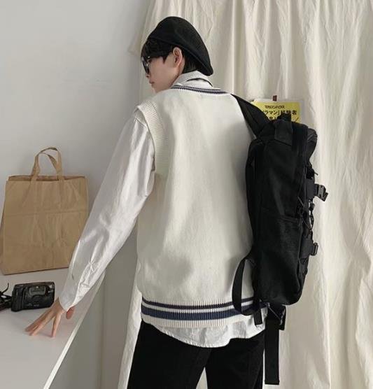 LHK1674★メンズ　ニット　ベスト　カジュアル　ｖネック　シンプル　袖なし　ゆったり　韓国風　学生　ホワイト_画像2