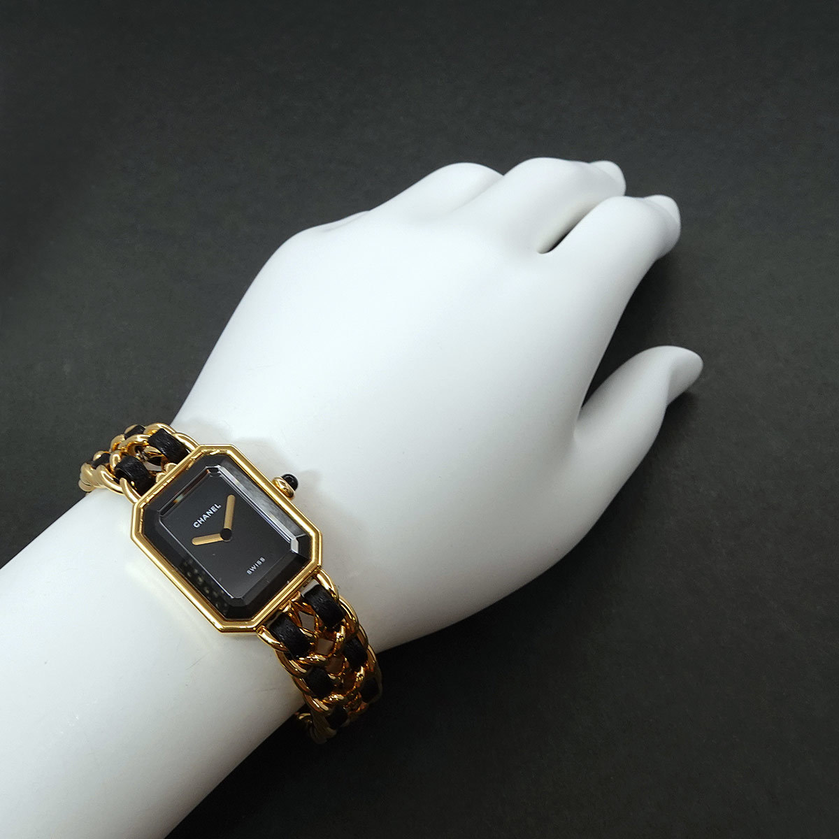  Chanel CHANEL Premiere L размер H0001 Vintage женские наручные часы черный циферблат Gold часы Premiere 90219662