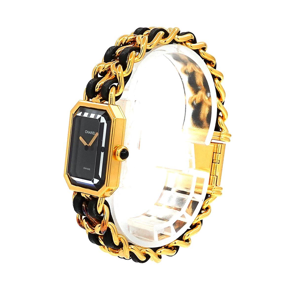  Chanel CHANEL Premiere L size H0001 Vintage lady's wristwatch black face Gold watch Premiere 90220449