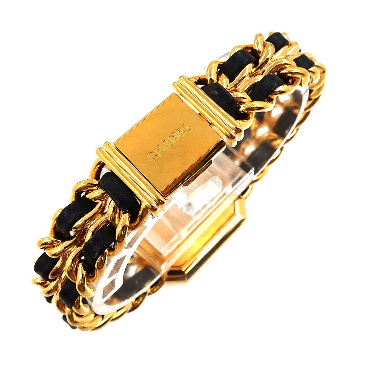  Chanel CHANEL Premiere L size H0001 Vintage lady's wristwatch black face Gold watch Premiere 90220449