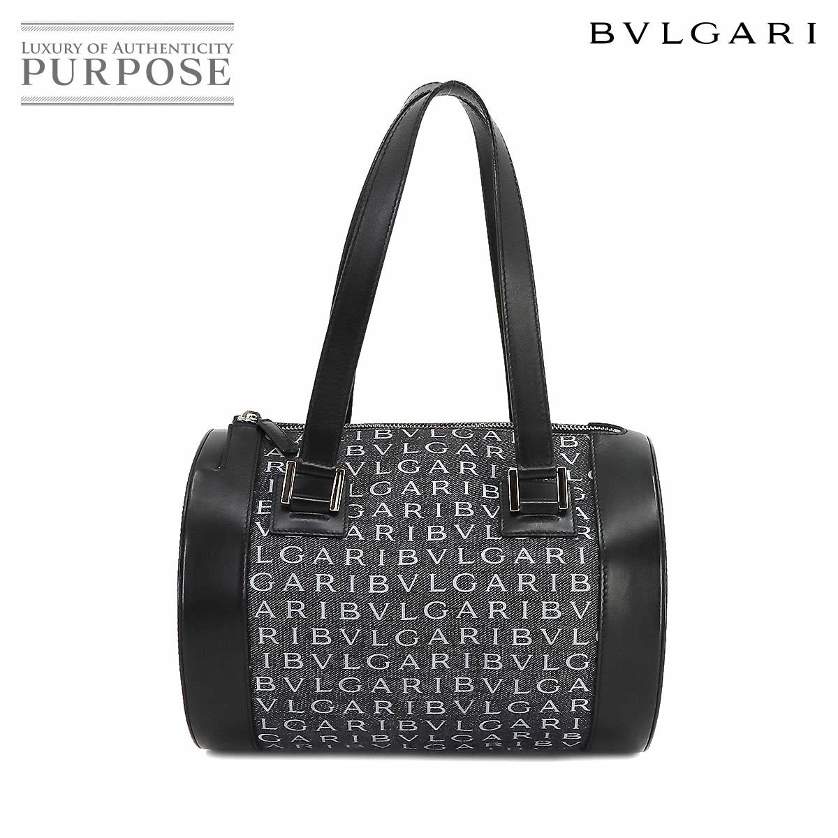 ブルガリ BVLGARI ロゴマニア ビーゼロワン ハンド バッグ デニム レザー ブラック シルバー 金具 Logo Mania B-zero1 Bag 90220628_画像1