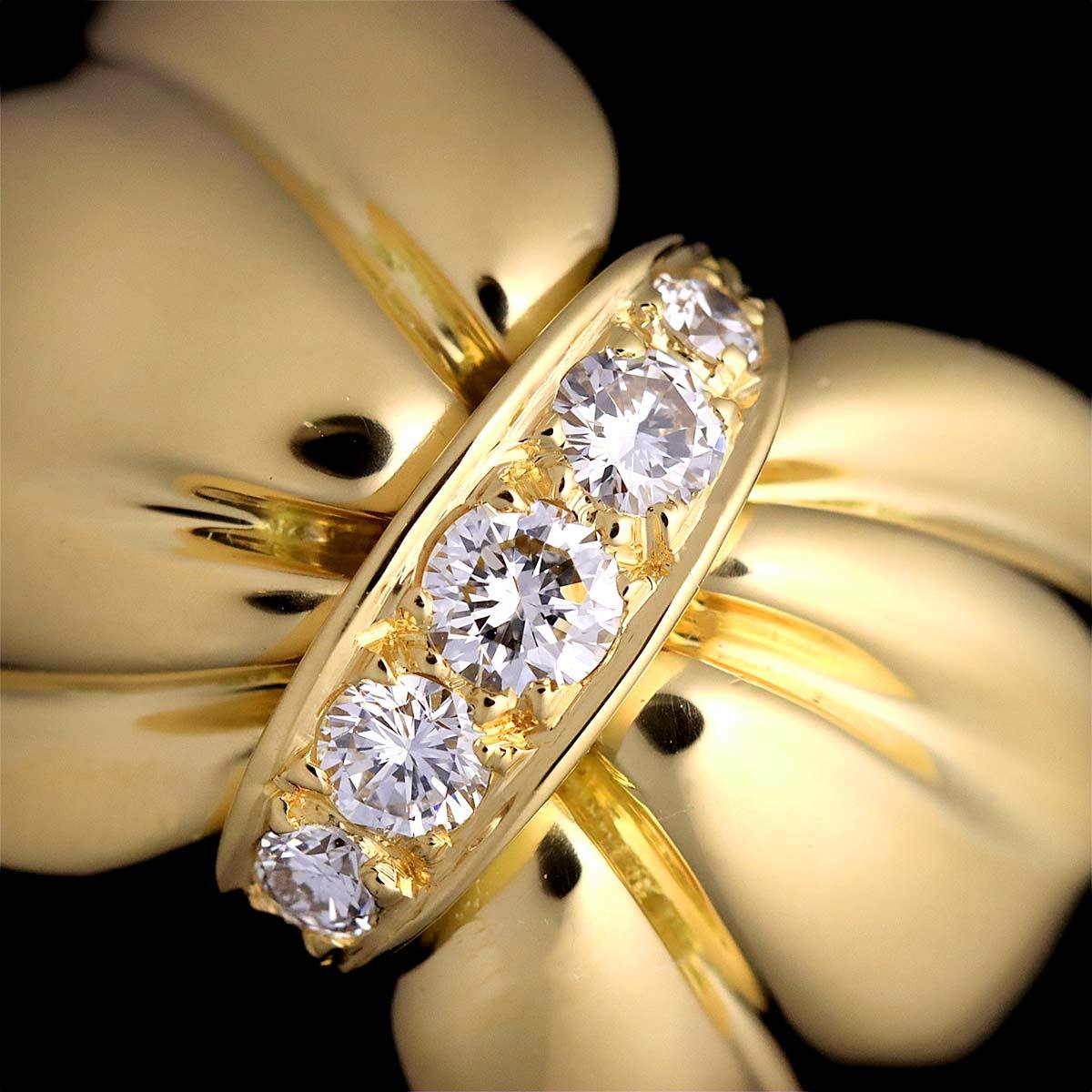 ヴァンクリーフ & アーペル Van Cleef & Arpels 15号 リング ダイヤ 0.26ct K18 YG 750 リボン K18 YG 750 指輪 Diamond Ring 90217175_画像6