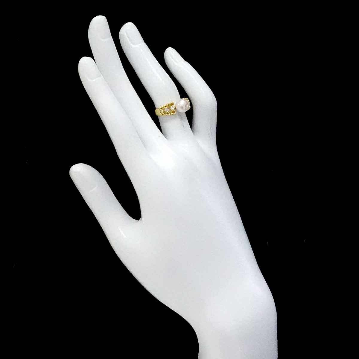  Mikimoto MIKIMOTO 9 номер кольцо Akoya жемчуг 7.0mm diamond K18 YG желтое золото 750 жемчуг кольцо Akoya Pearl Ring 90214909
